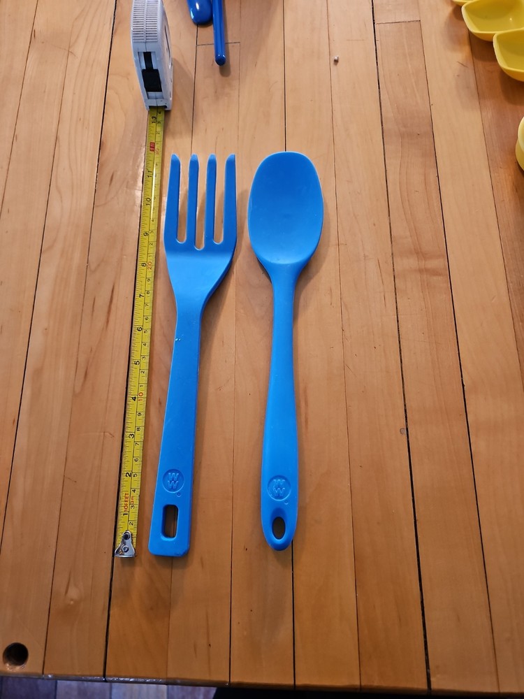 Weight Watchers WW Silicone Serving Fork And Spoon Blue Kitchen Utensils