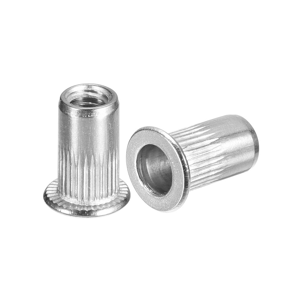 #8-32 Rivet Nuts, 80pcs 304 Stainless Steel Flat Head Threaded Insert Nuts