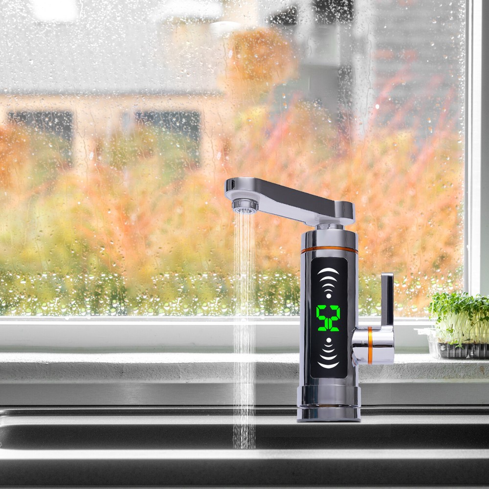 Electric 110V Instant Hot Water Heater Shower Kitchen Tap Faucet Digital Display