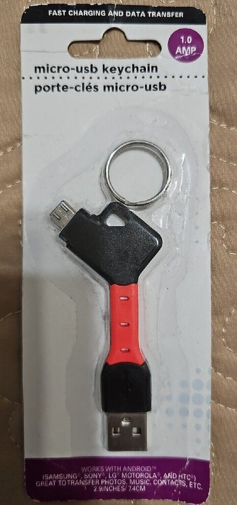 Micro - USB Keychain 1.0 Amp - Fast Charging and Data Transfer