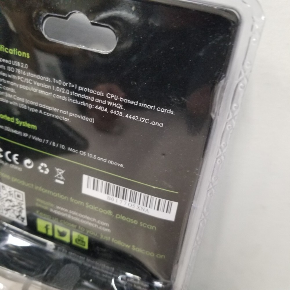 High Speed USB 1m Cable With USB Type A Connector Smart Card Reader