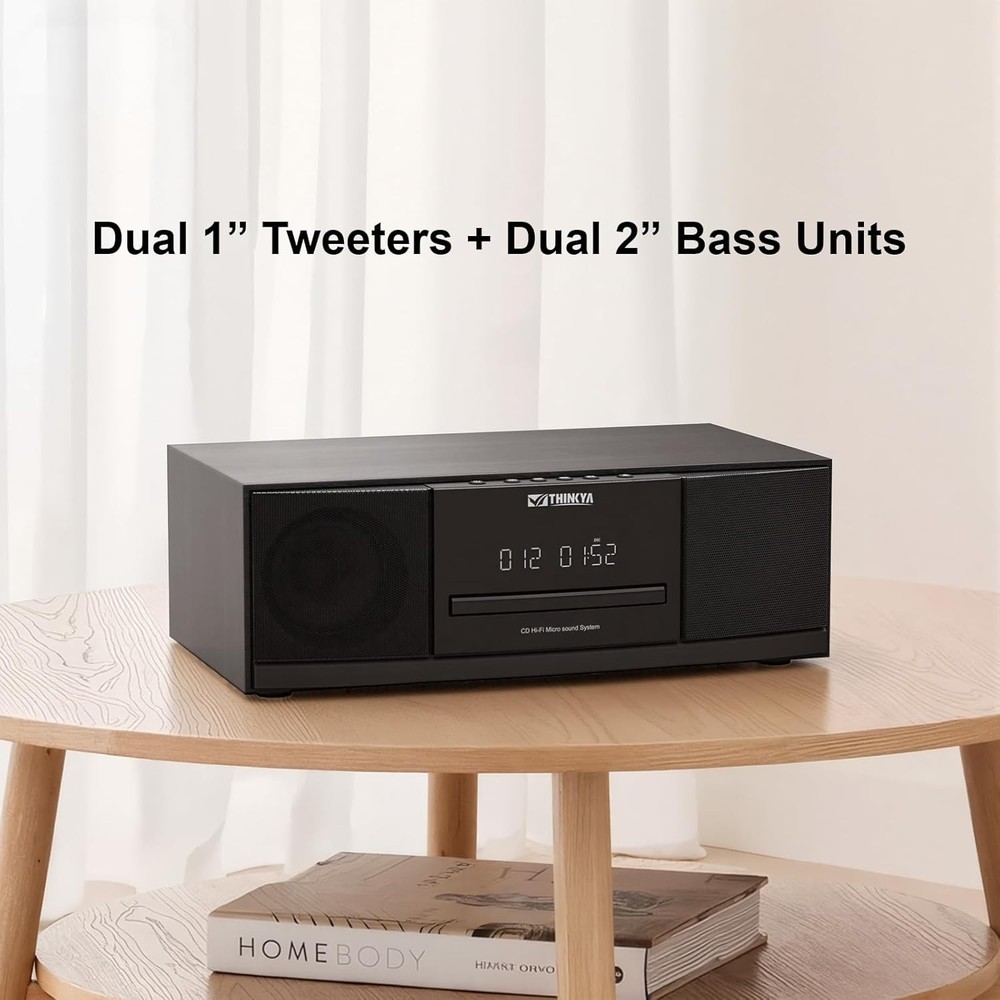 Vintage Bluetooth Stereo System for Home, THINKYA 36W RMS Micro HiFi Systems CD