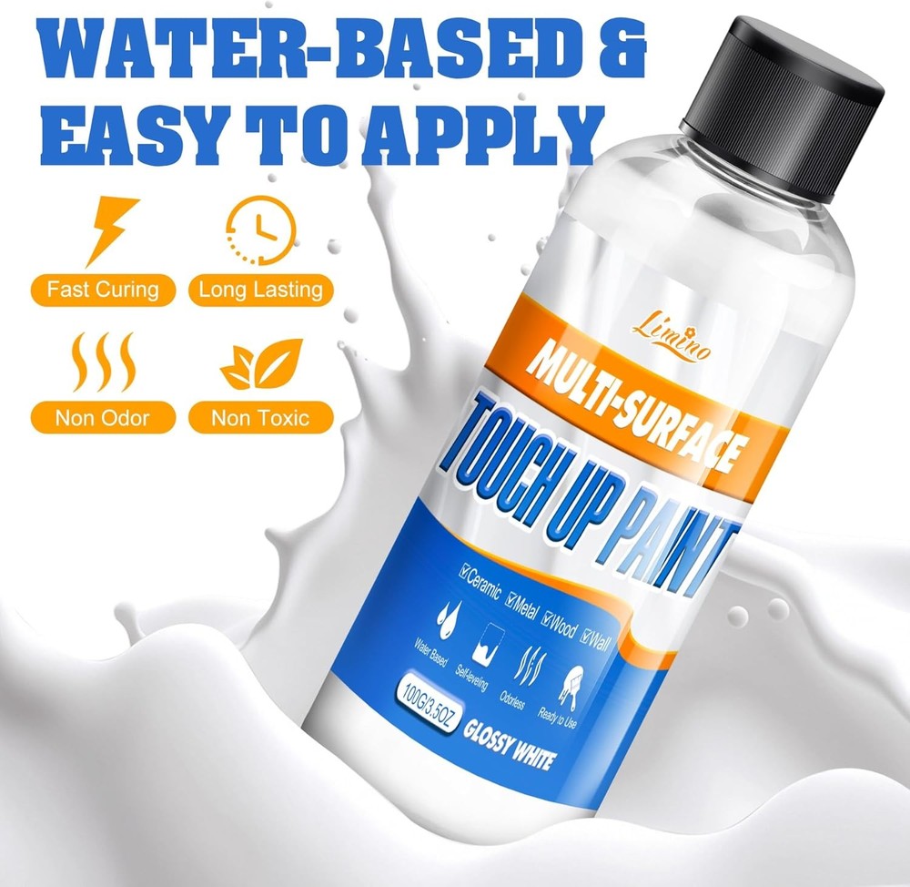 White Touch Up Paint - 7oz Upgraded Matte and Gloss Multi Surface Touch Up Paint