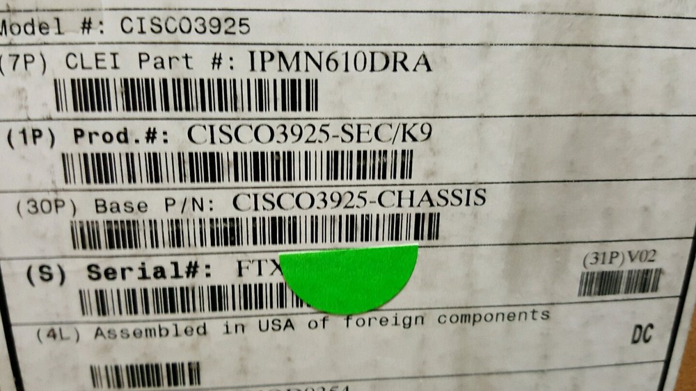 NEW- CISCO3925-SEC/K9 3925 Security Bundle - Open Box