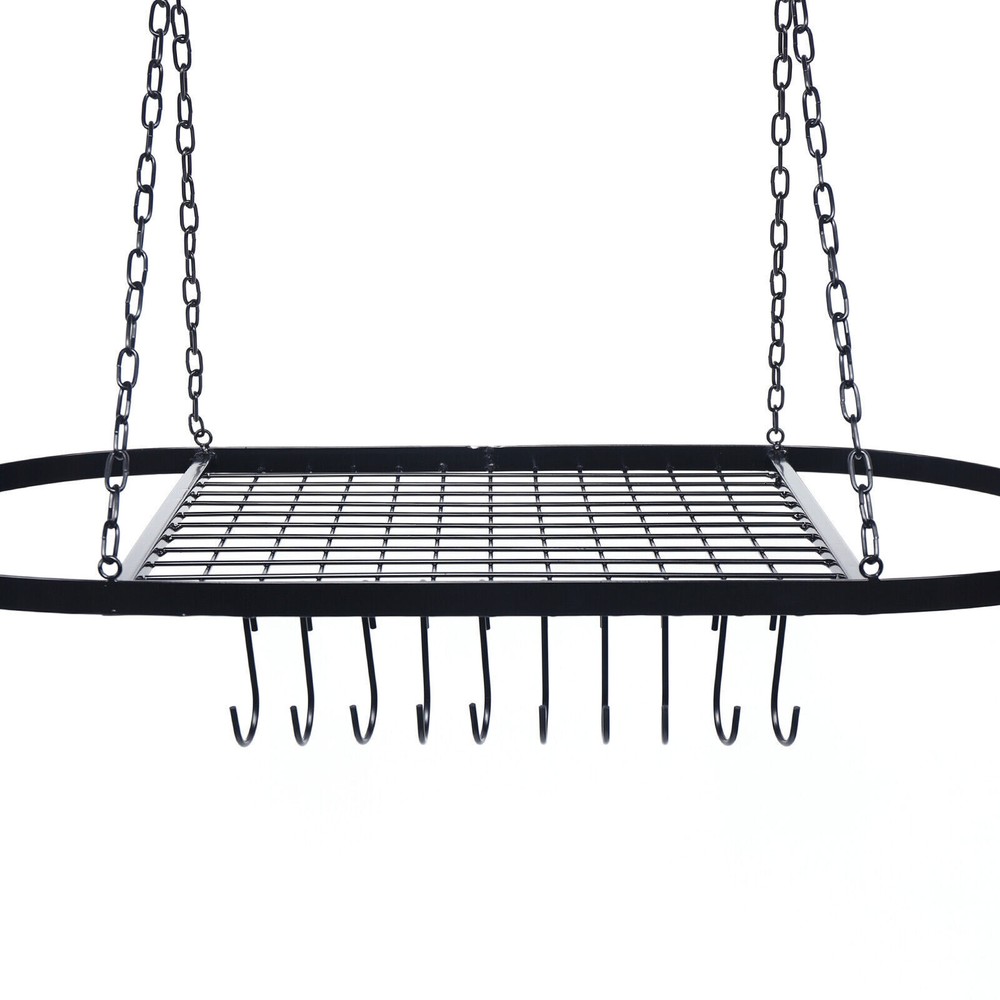 Hanging Pot Holder Pan Hanger Iron Kitchen Rack Cookware Organizer Storage Shelf