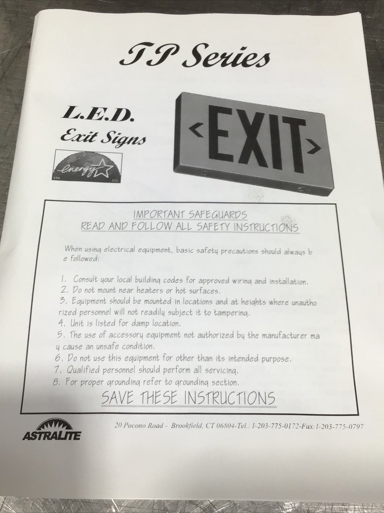 Astralite Exit Signs TP-U-R-W-EM Nos Surplus