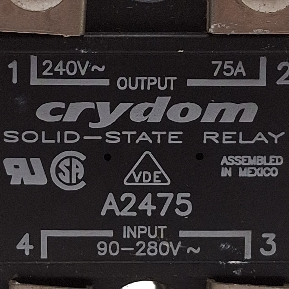 Crydom A2475 Solid-State Relay, SPST-NO, 90-280VAC Input, 75A 240VAC Output