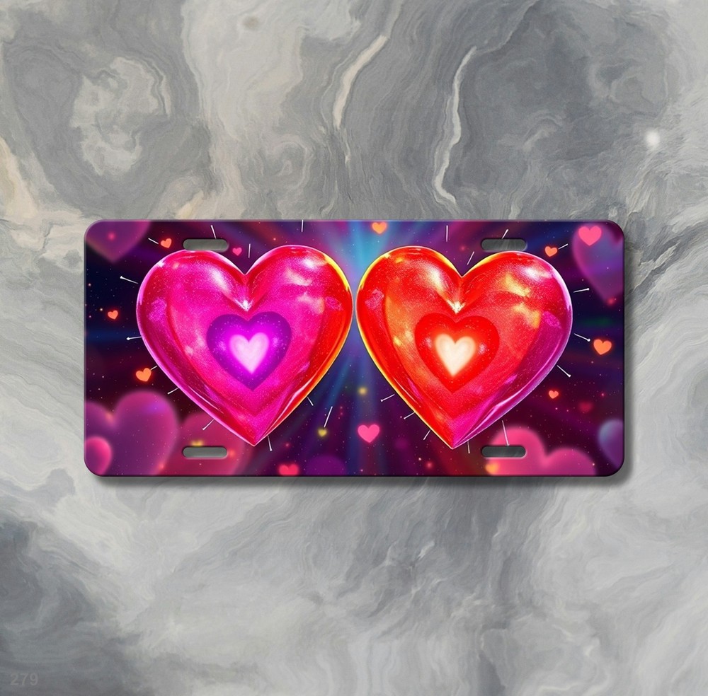 Modern Hearts License Plate Your Text Front Plate Holiday Gift