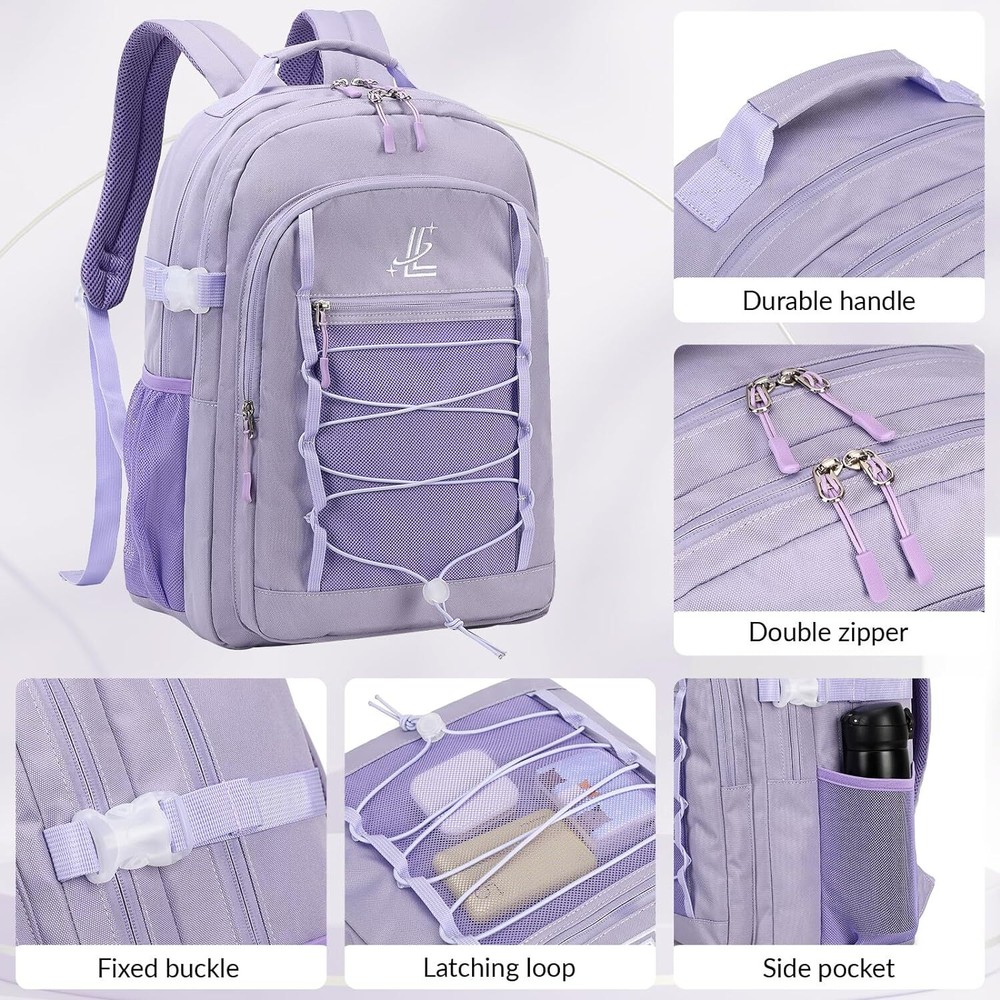 Lanola Basic Multi-Pocket Multipurpose Casual Backpack Water Dark Blue