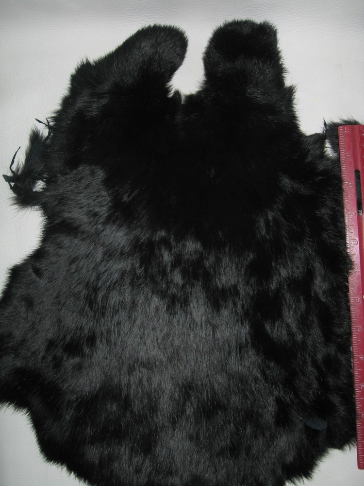 2 VERY NICE BLACK DYED RABBIT SKINS