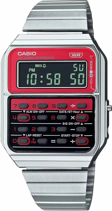 Casio Men's Watch CASIO CLASSIC Cheap Casio Red Silver CA-500WE-4B CASIO