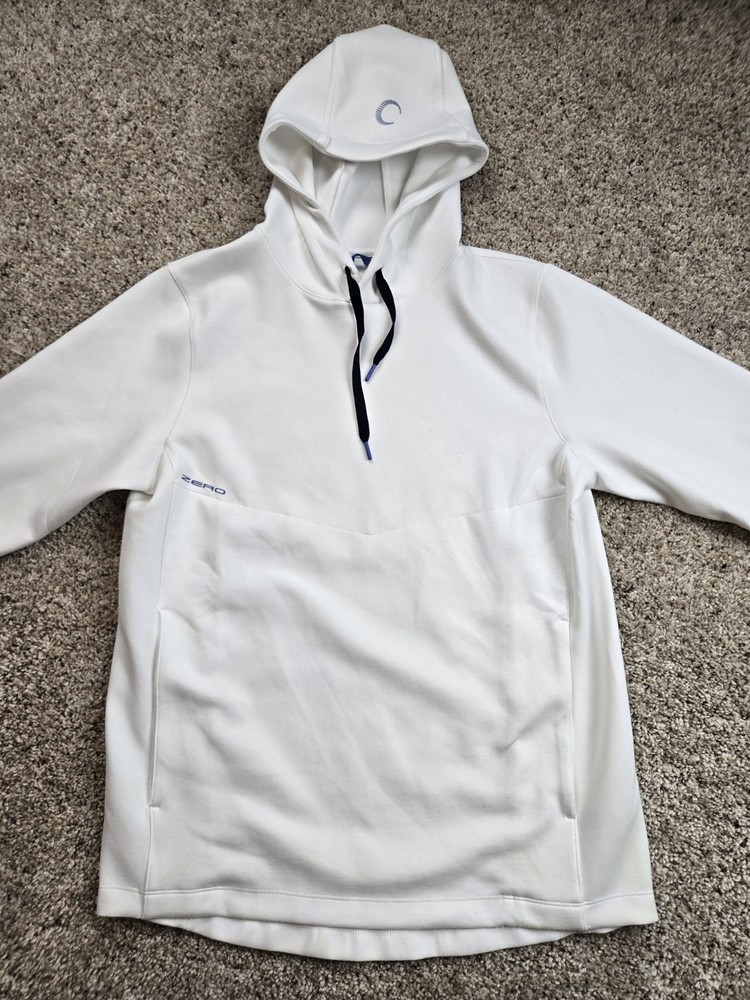Zero Restriction Golf Hoodie Mens Small White Pullover Fleece Sweatshirt
