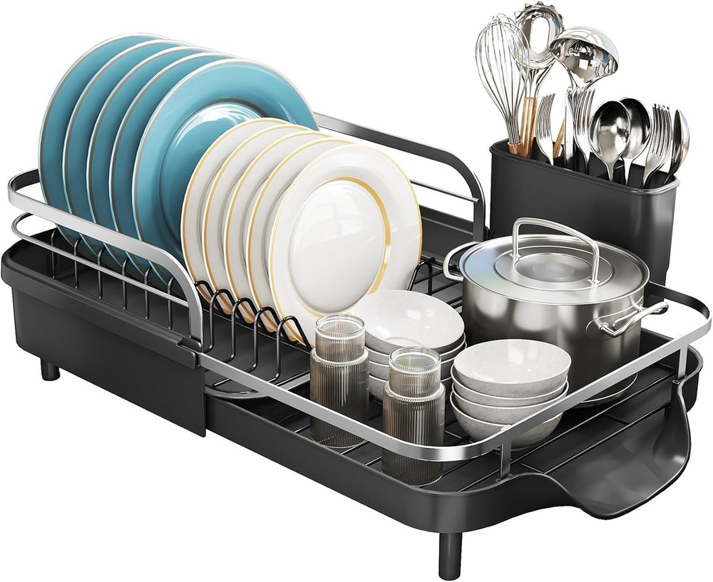 Dish Drying Rack, Expandable Dish Rack for Kitchen Counter, Stainless Steel Dish