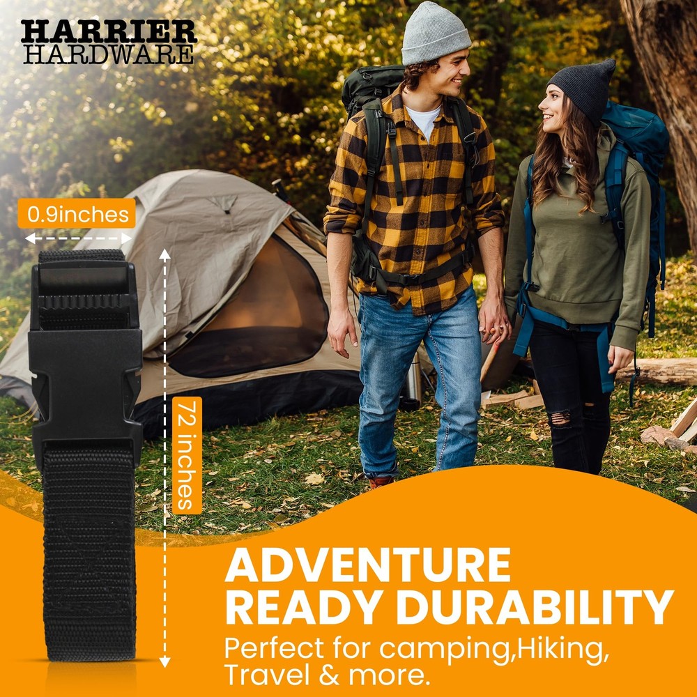Harrier Hardware Utility Strap with Quick-Release 6-Pack, Black 72-Inch