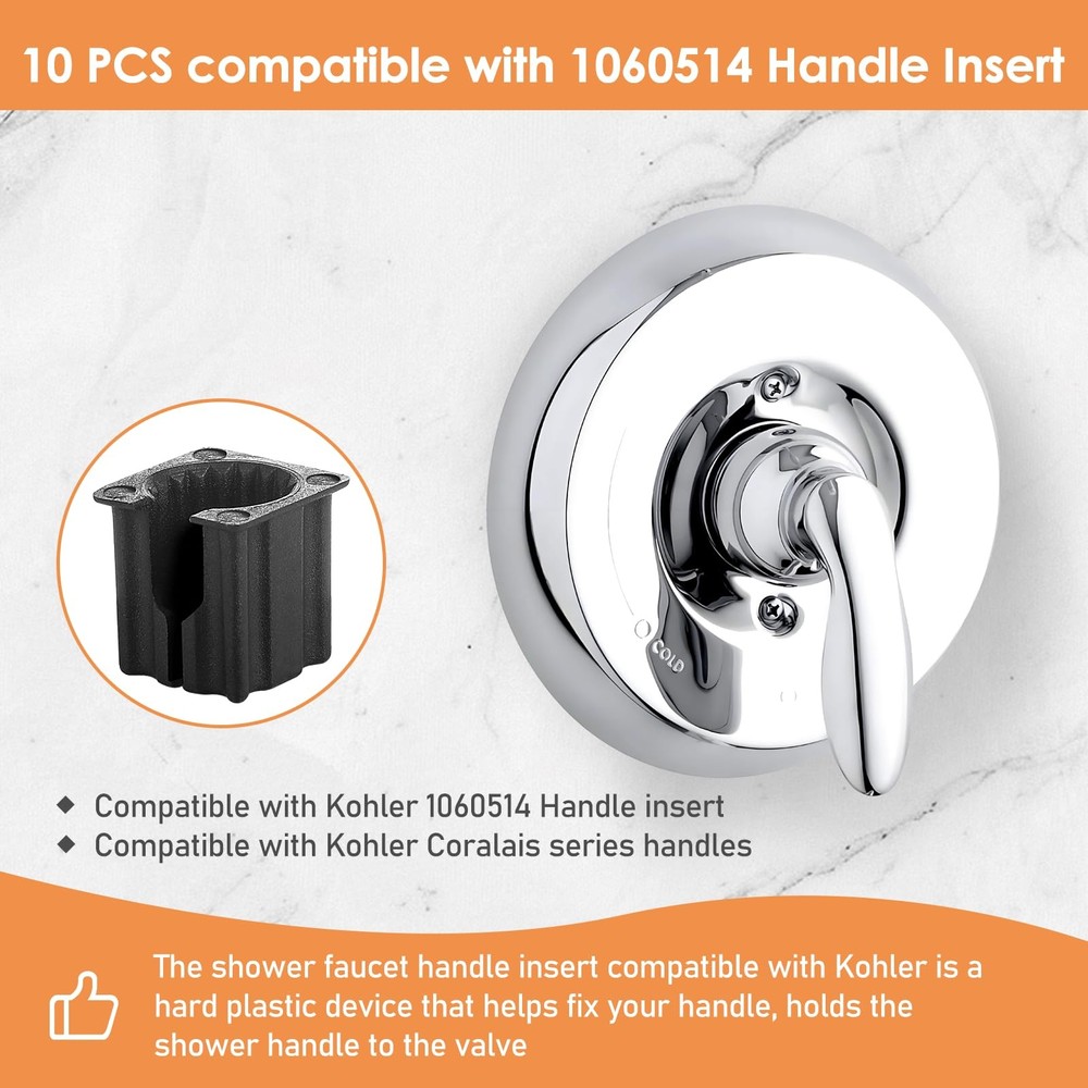 10 PCS Shower Faucet Handle Inserts for Kohler â€“ Compatible Nickel Chrome