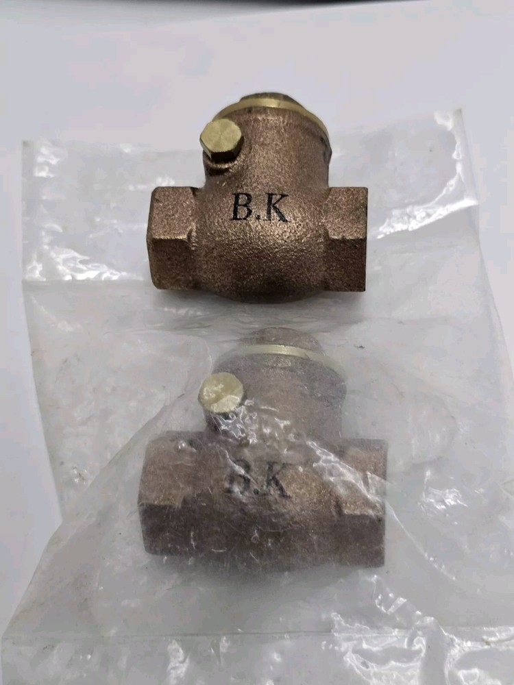 2 (two) B.K. #101-002, 3/8" Brass Check Valve Check Swing, IPS, 200 WOG