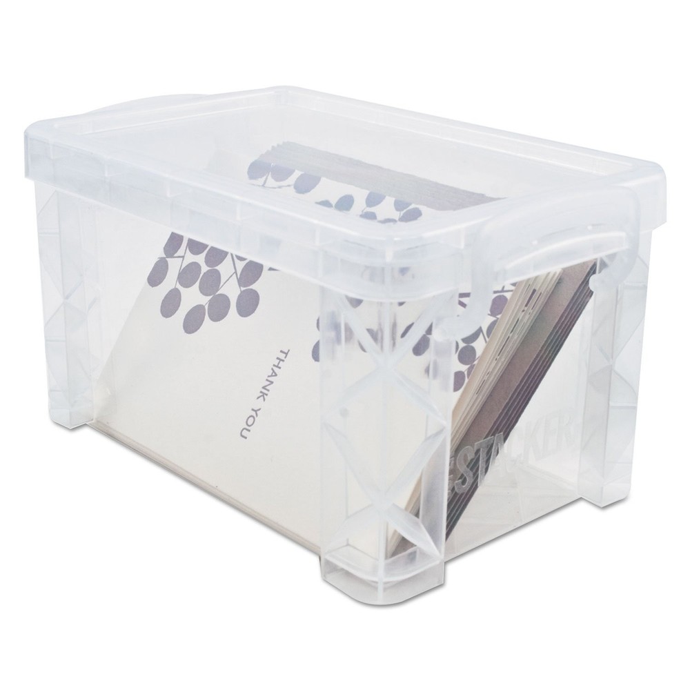 40307 Super Stacker Storage Boxes, Hold 400 3 x 5 Cards, Plastic, Clear