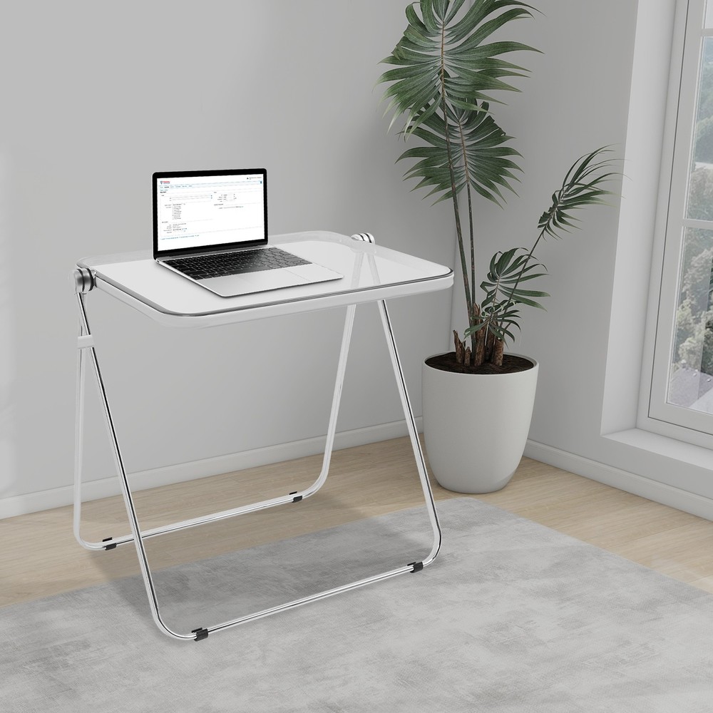 Clear Folding Table Portable Home Office Small Computer Desk Indoor Side Table