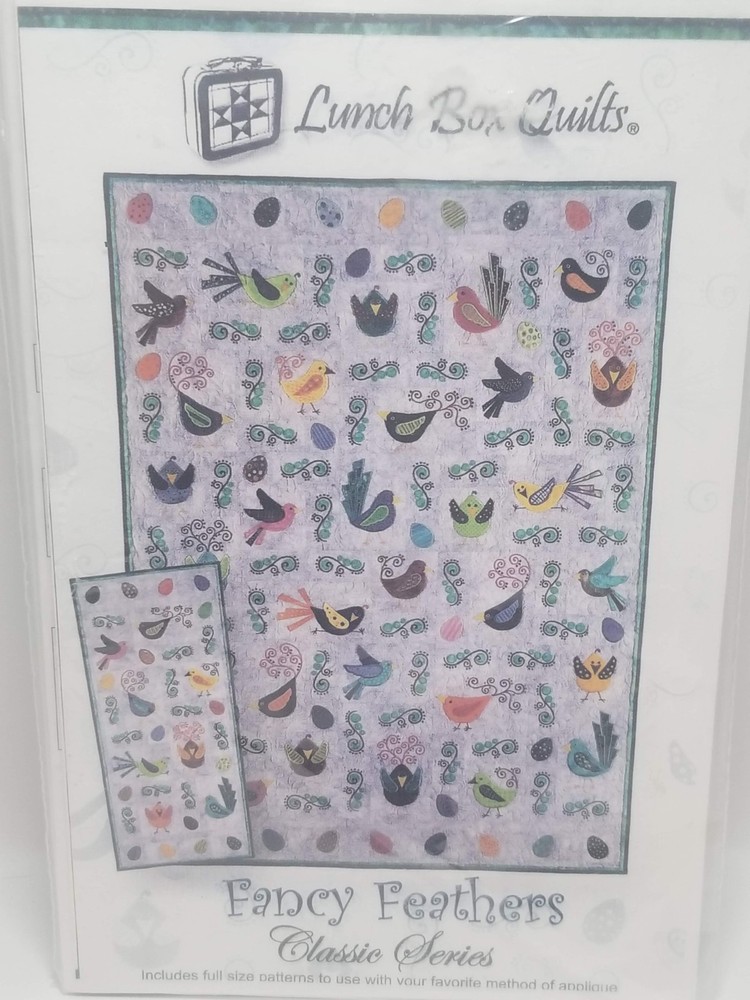 Fancy Feathers Quilt Pattern by Lunch Box Quilts, Includes Full Size Patterns