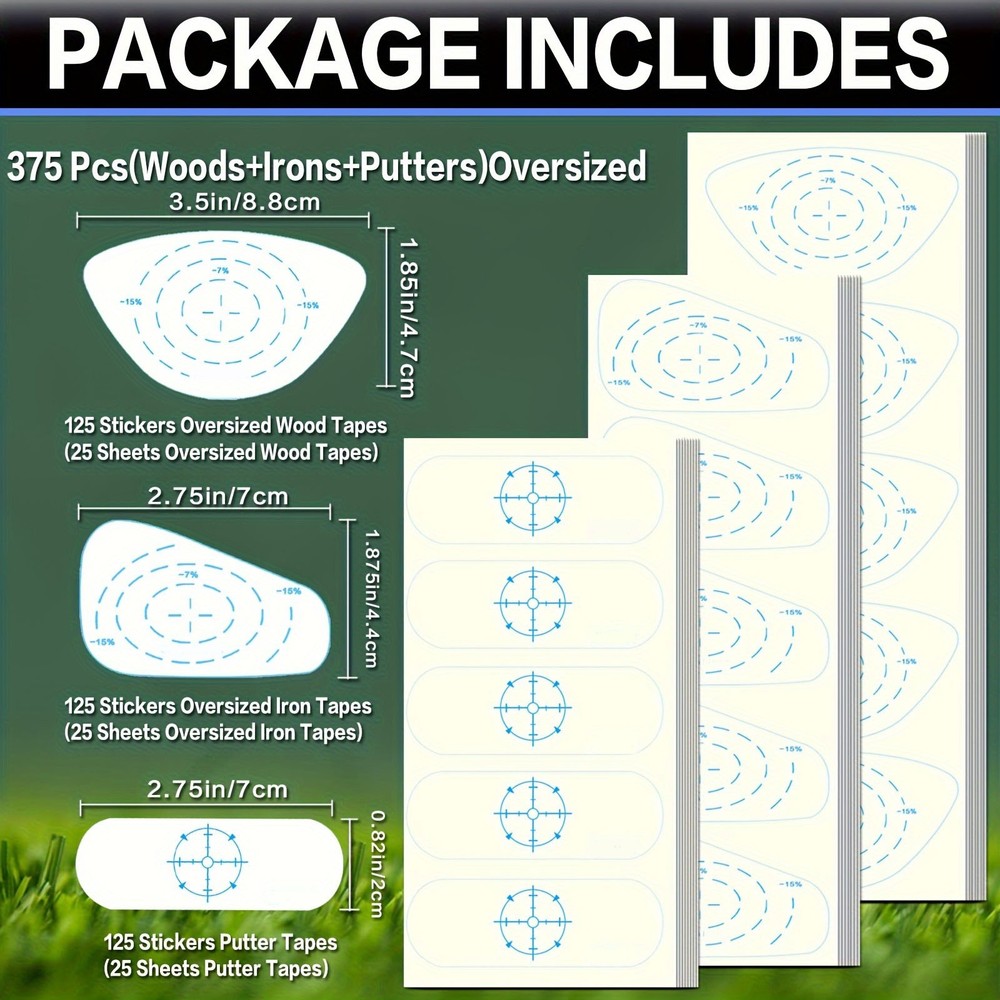125/250/375Pcs Golf Impact Stickers for Swing Practice & Analysis Value