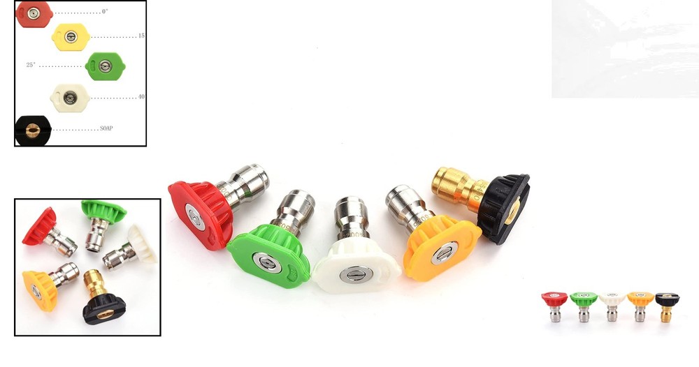 Versatile 5-Pack Nozzle Tips for Pressure Washers - Multiple Degrees Included