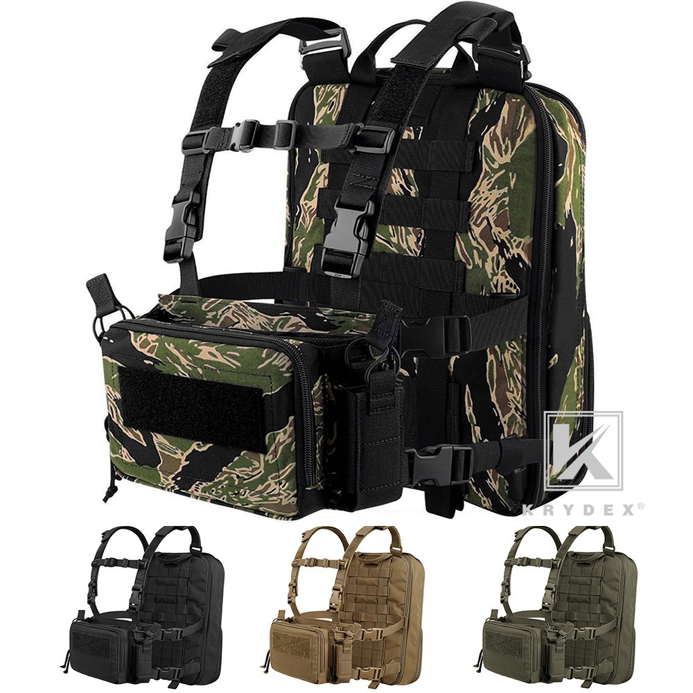 KRYDEX D3CR Chest Rig Harness Mag Pouches & D3 Flatpack Backpack MOLLE Rucksack
