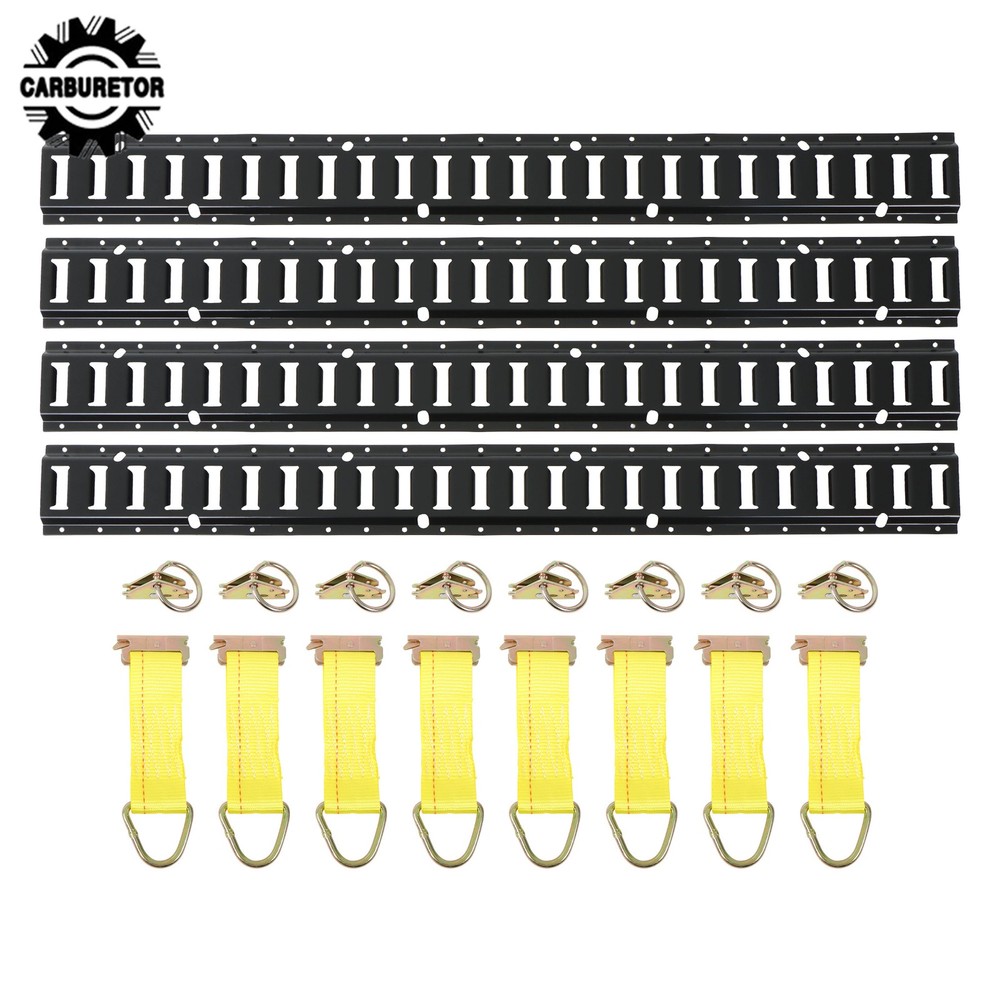 24 Pcs 4 Ft Black E Track Rails Complete Kit With Mounting Hardware For Cargo