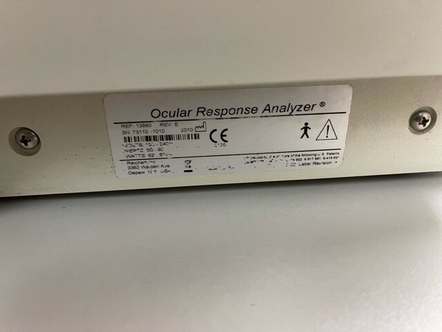 Reichert Ocular Response Analyzer (ORA), REF 13880 Rev. E Tonometer & Pachymeter