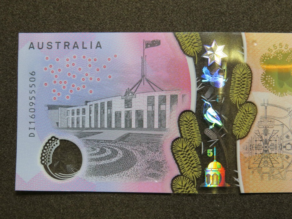 2016 $5 Polymer Banknote Australia Dollars Prefix DI1609555_ _ UNC Grade