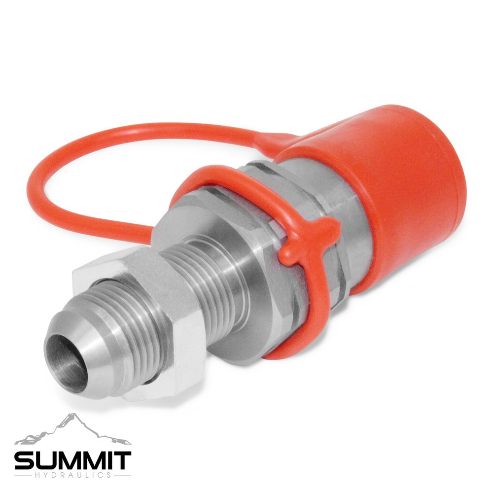 Flat Face Hydraulic Quick Connect Coupler, #10 JIC Bulkhead Skid Steer Mount
