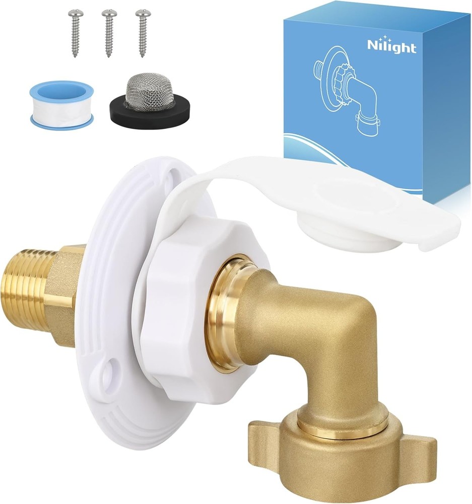 Nilight RV City Water Inlet with Check Valve & 90 Degree Hose Elbow
