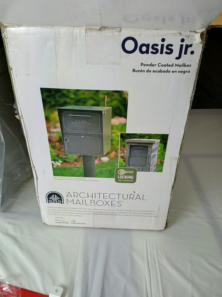 Architectural Mailboxes  White  Oasis  Jr Classic Locking Post Mount Parcel Mail