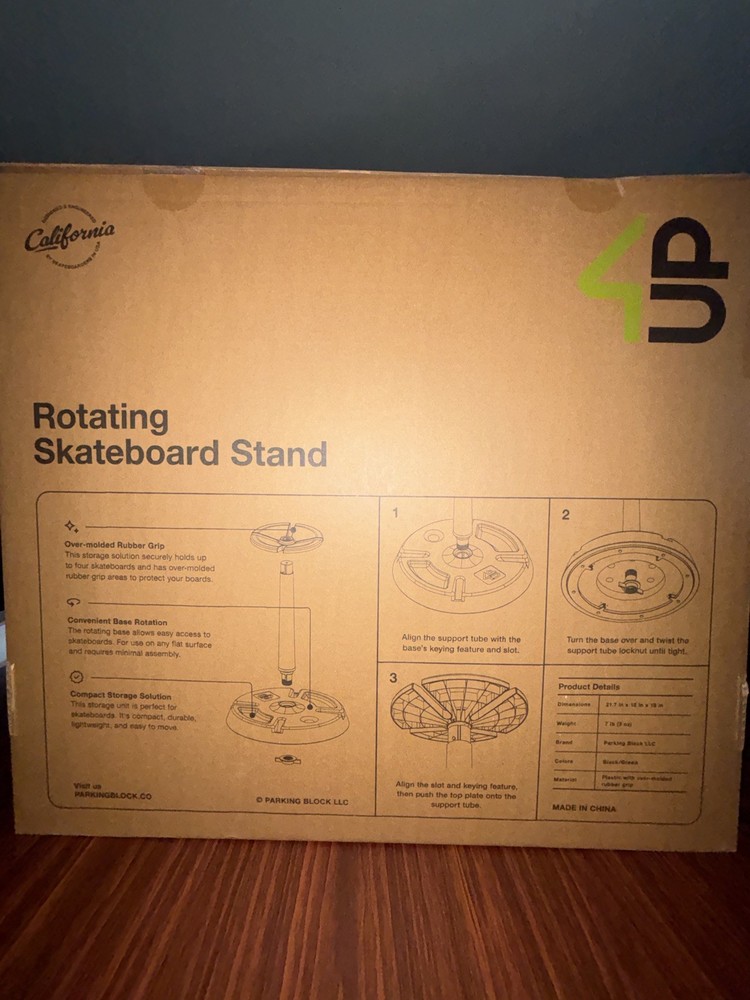 4-Up Skateboard Stand, Wall Mount & Floor Rack, Longboard Display & Storage