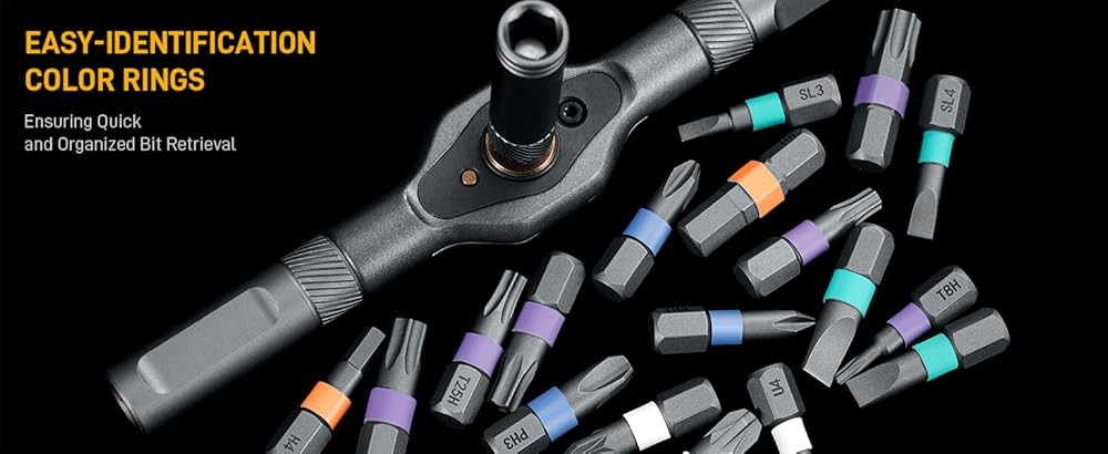 1 Magnetic Screwdriver, Screwdriver Set, Multi Bit Ratcheting Screwdriver