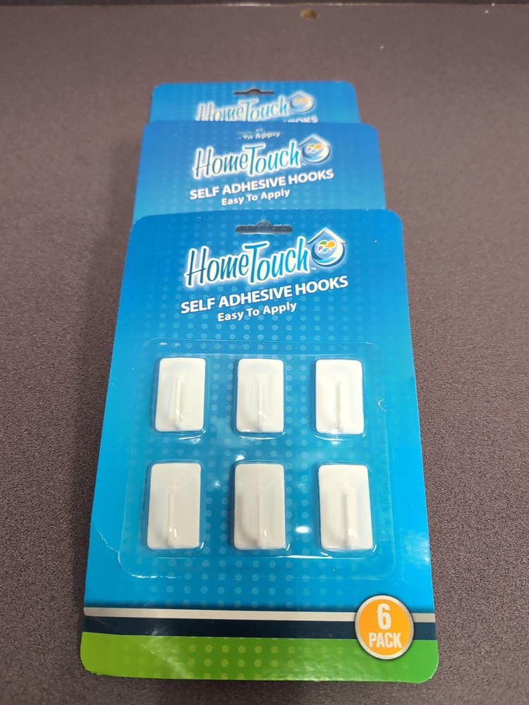 HomeTouch Self Adhesive Hooks General Purpose - White New Pack Of 3