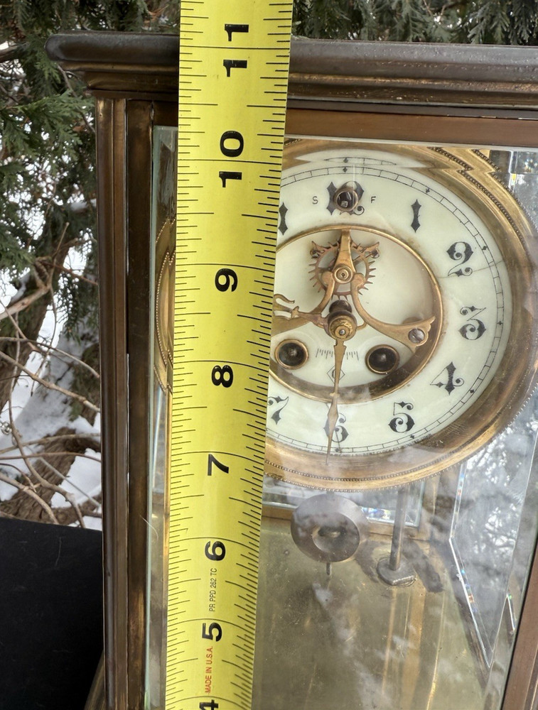 Antique C 1900 Gilbert Crystal Regulator Clock RUNS GOOD - SEE VIDEO - READ