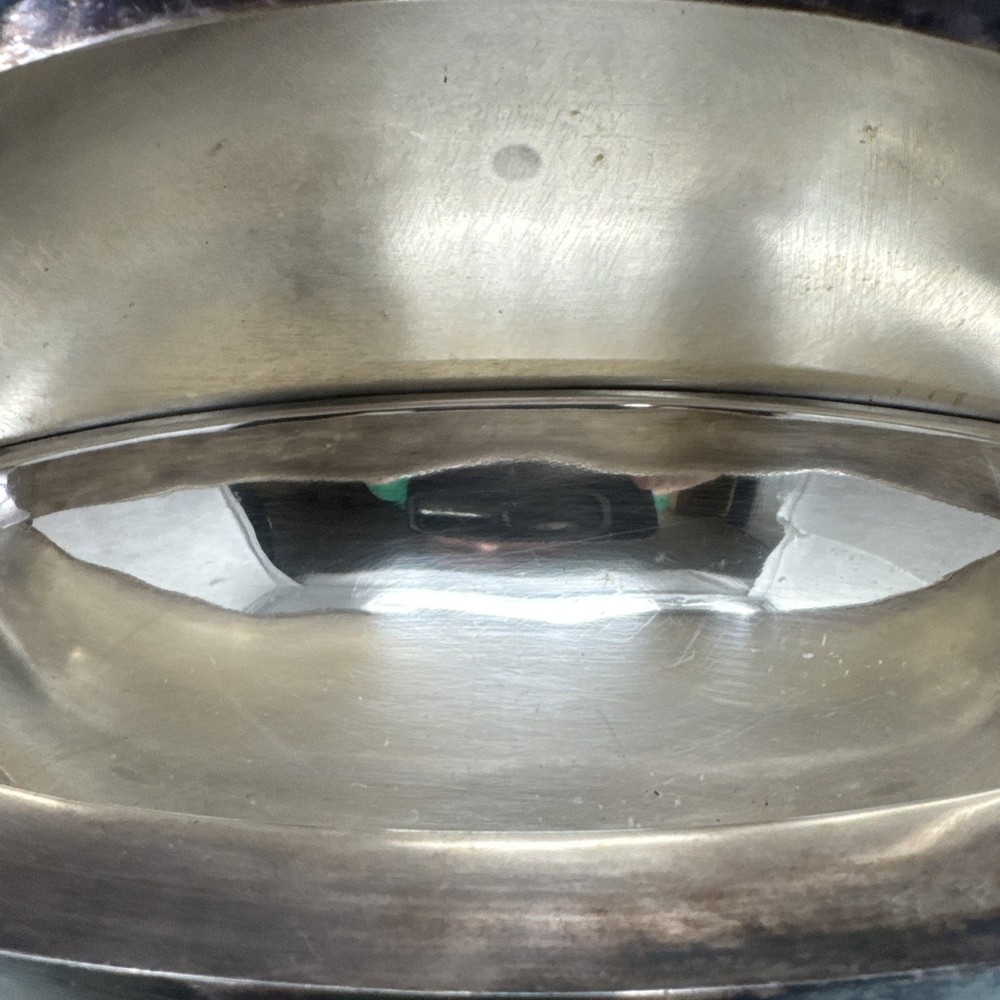Vintage Silverplate Roll Top Covered Serving Dish Chafing Dual Insert Footed
