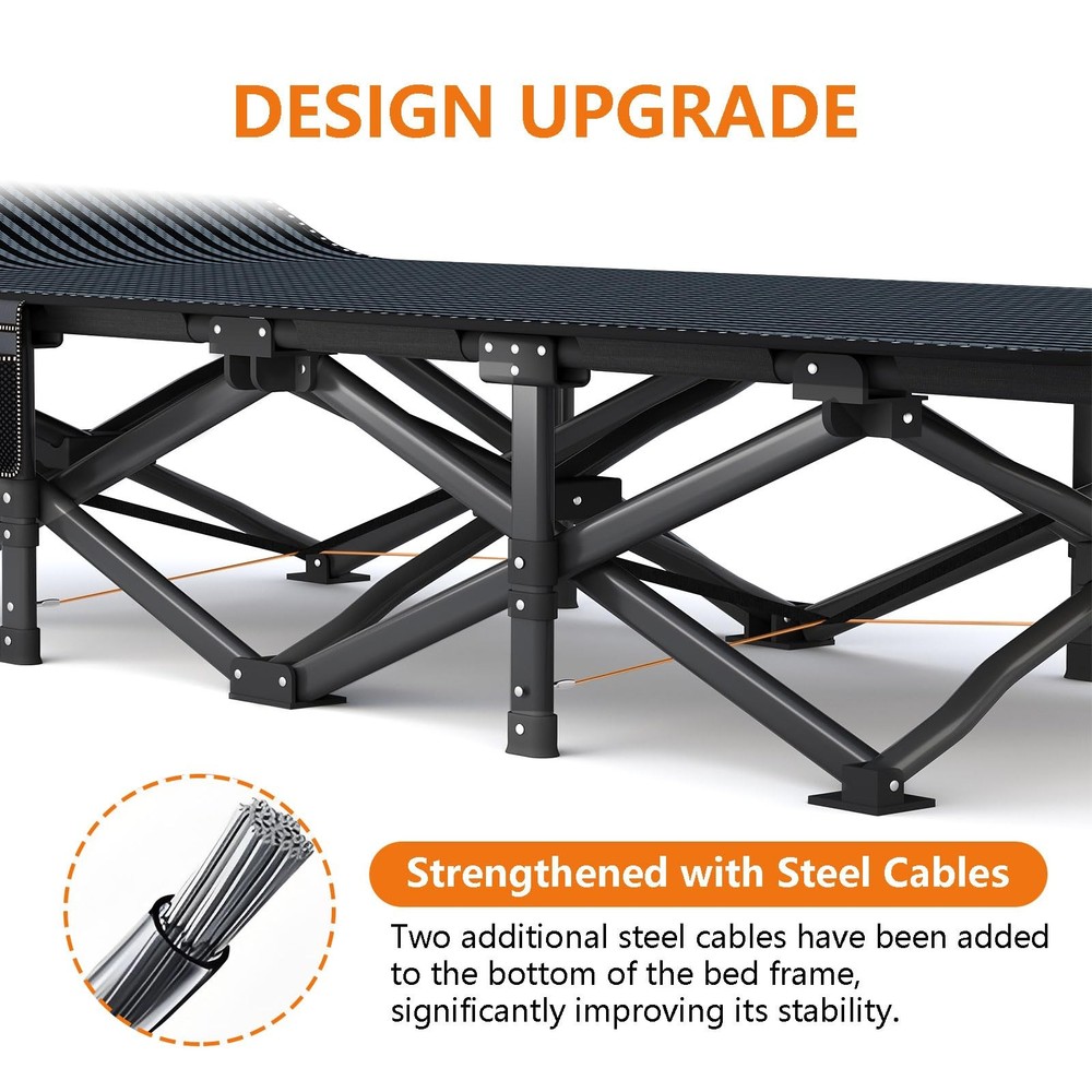 Oversized Camping Cot for Adults with Cushion Comfortable, Extra Wide 31.5'' ...