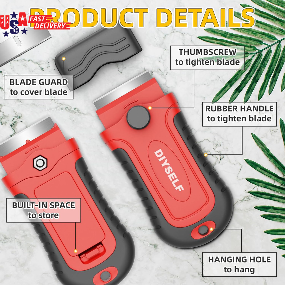 2 Pack Razor Blade Scraper with 30 Pcs Blades - Scraper Tool - Scraper for Clean
