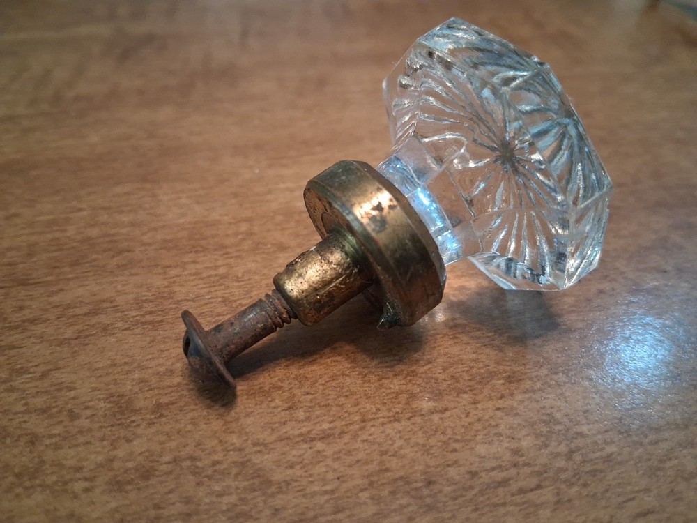 Antique Glass Drawer Pull Knobs Set Of 4 Octagon Shape