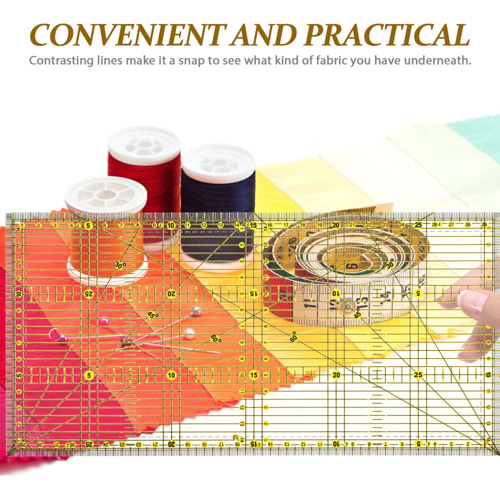 Patchwork Ruler for Quilting Projects with Non Slip Double Color Grid Lines