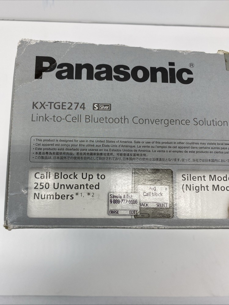 NOB Panasonic KX-TGE274 Link To Cell Bluetooth Convergence Solution Phone System