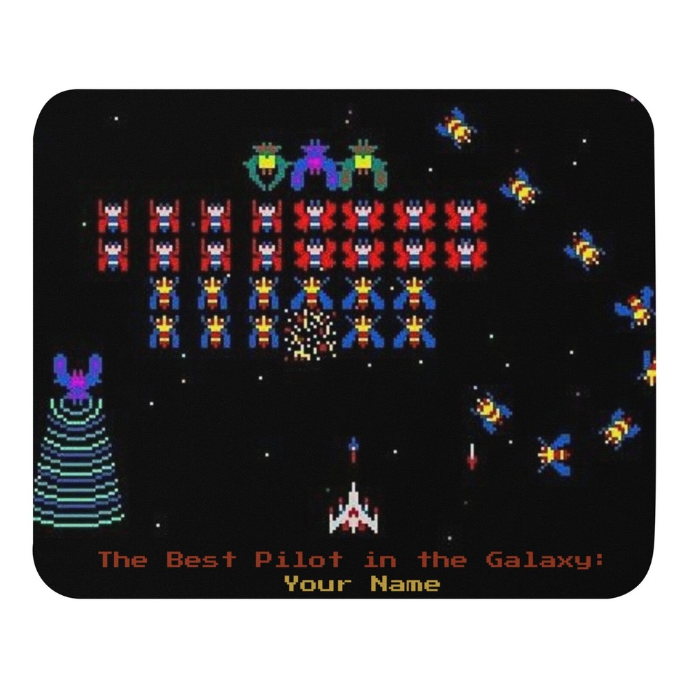 GALAGA - Your NAME !!! personalized - Mouse Pad- Retro Gaming Computer Fan Gift