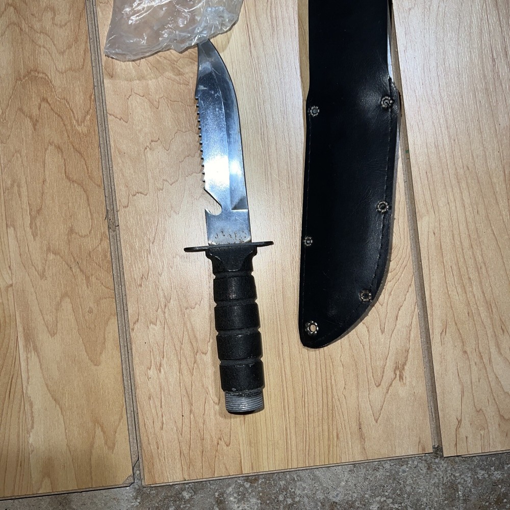 survival knife sheath Storage For Matches Hooks Wire. Missing Compass Cap & Shrp