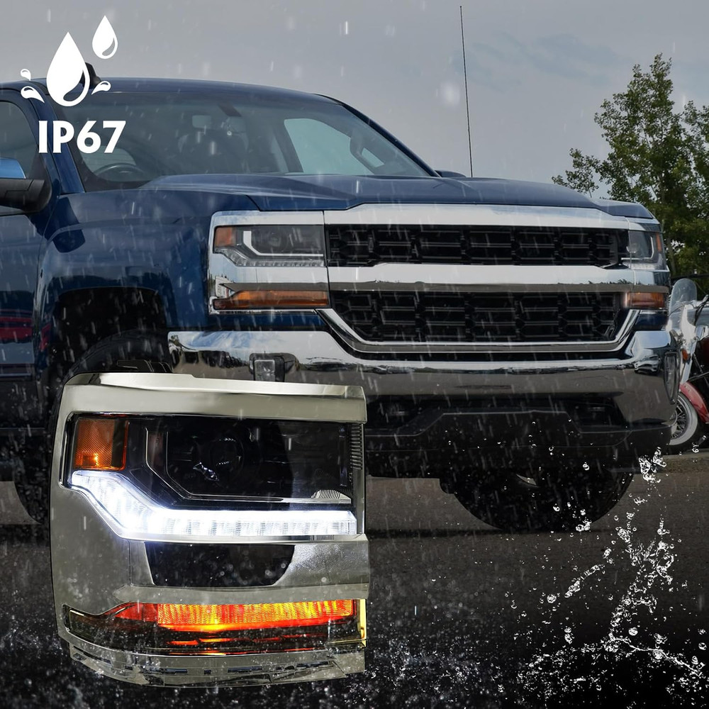 Headlight Assembly Compatible with Chevy Silverado 1500 2016 2017 2018 (Hid/Xeno