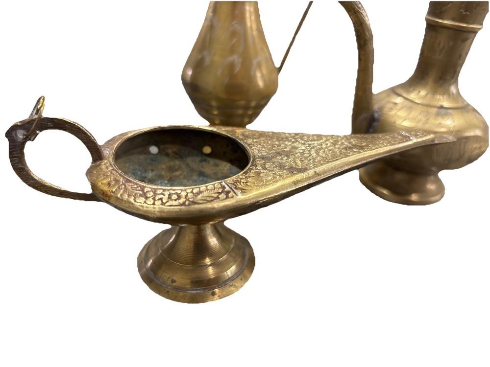 3 Pc Brass middle eastern tiny pitchers