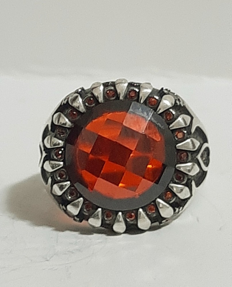 Mens 925 Silver Ring Emeralds Tourmaline Red Ruby Sterling Man Ring $