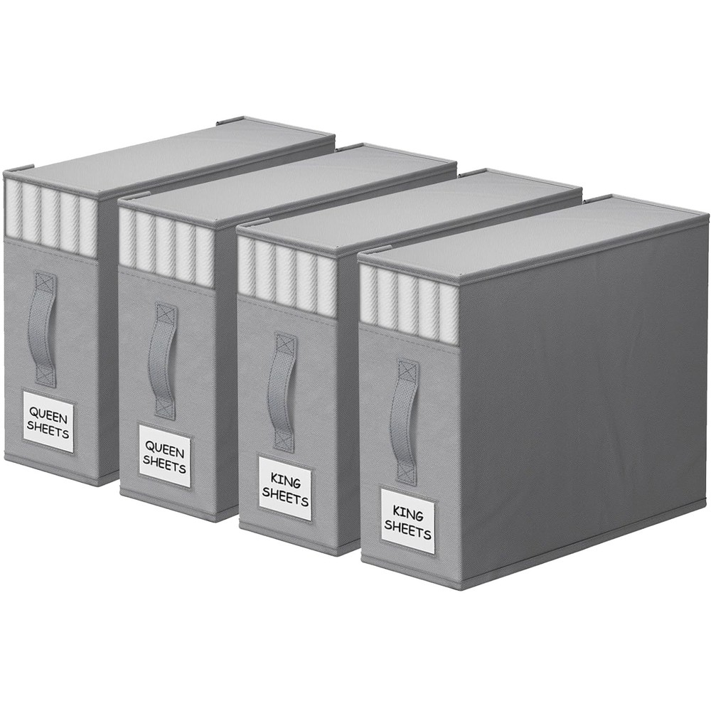 4 Pack Bed Closet Organizers and Storage,Sturdy Foldable Storage Containers w...