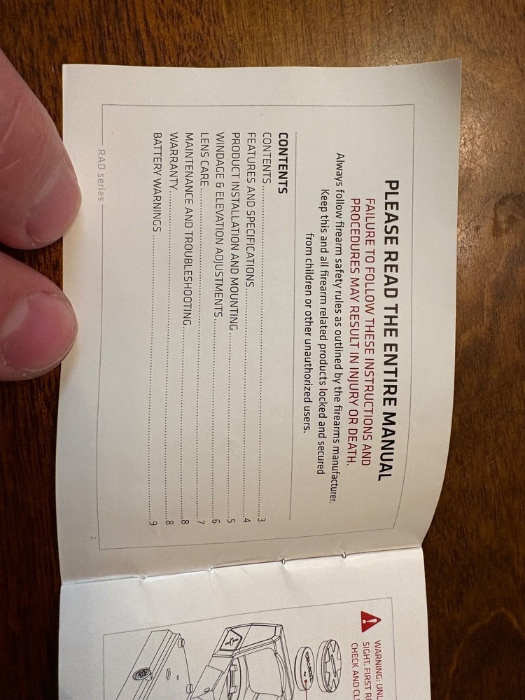 Crimson Trace CT RAD OEM Instruction User Manual