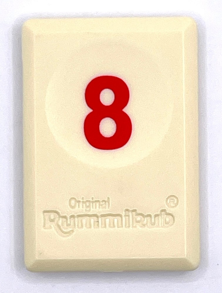 Rummikub Tile Red 8 Game Replacement Piece Smooth Number Engraved Back Pressman